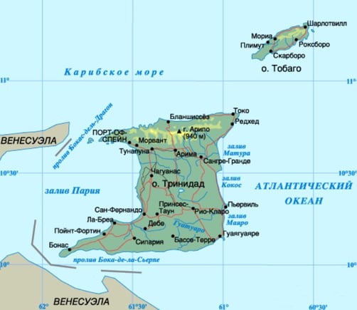 М южная на карте. Остров Тринидад на карте Южной Америки. Тринидад и Тобаго на карте Южной Америки. Тринидад и Тобаго физическая карта.