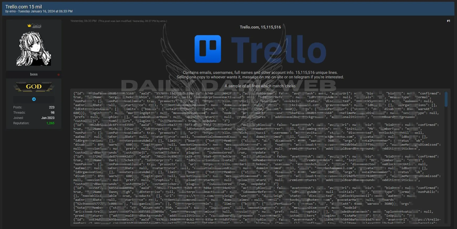 15 миллионов профилей Trello продаются на теневом рынке