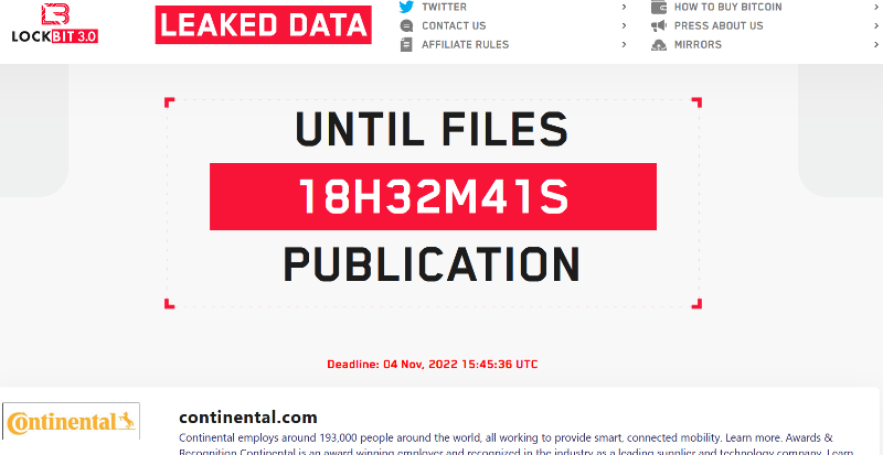 Киберпреступники против шин: группировка LockBit заявила о взломе Continental