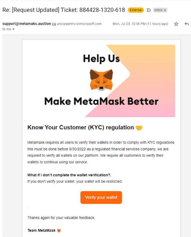 Фишинговая кампания от лица MetaMask атакует невнимательных пользователей