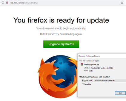 Новая кампания загружает на устройство вредоносную рекламу через обновление для Firefox