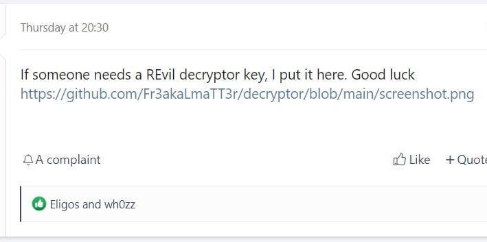 Неизвестный опубликовал универсальный дешифратор для зашифрованных REvil файлов