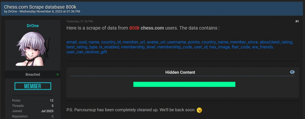 Опубликованы данные пользователей Chess.com