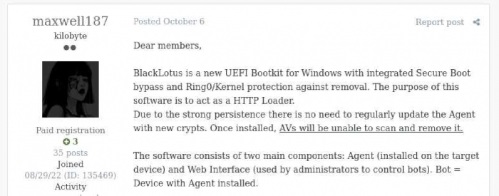 Исходный код вредоносной программы Blacklotus для Windows UEFI опубликован на GitHub