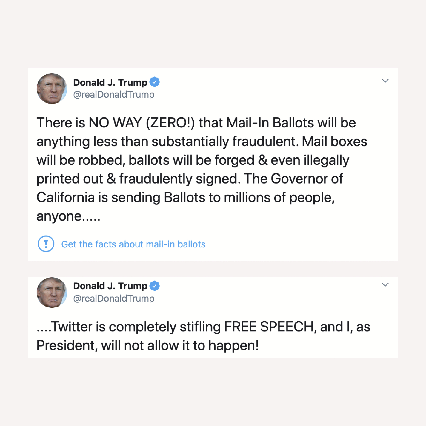 Трамп взялся за пересмотр законов о соцсетях после того, как Twitter пометил его посты как недостоверные